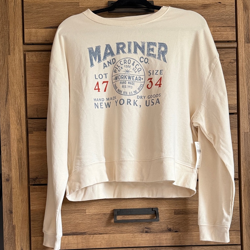 Pilcro Mariner Graphic Sweatshirt in Cream